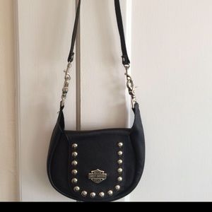 Small black leather Harley Davidson purse